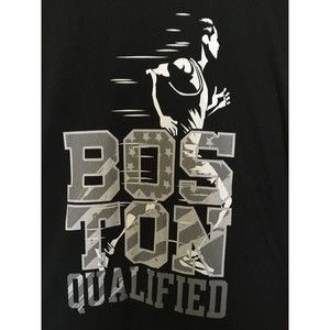 T-shirt Large Unisex Black Long Sleeve " Boston Qualified " Runners  Chest 43"